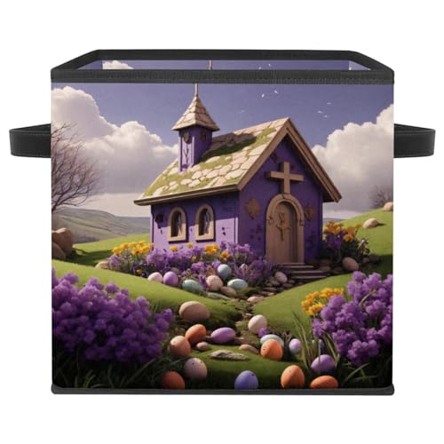 Panier de rangement maison de pâques violet pour étagères durables - 2