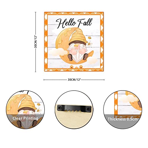 Plaque murale rétro bois Hello Fall déco salon 30cm - 3