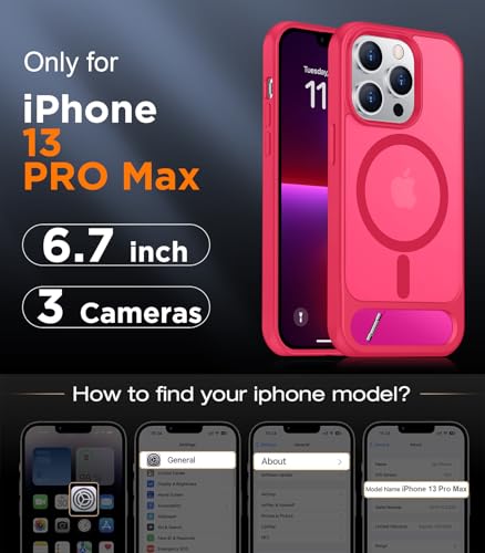 Image of Magnetic Compatible with iPhone 13 Pro Max Case, [Built-in Invisible Kickstand][Compatible with MagSafe][Military Grade Shockproof] Slim Translucent Matte Phone Case for iPhone 13 Pro Max 6.7 inch