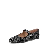 Sam and Libby Women's Fredi Mary Jane Flat, Black/White, 6