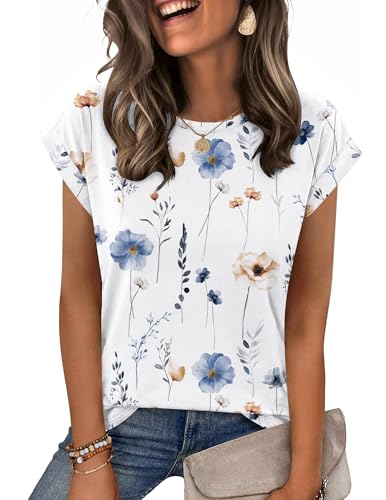 Image of Zeagoo Womens Tops Summer Casual Cap Sleeve Tshirts Shirts Business Dressy Spring Fashion Outfits Trendy Clothes