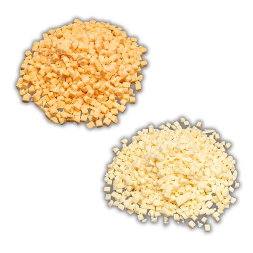 Bearded Butchers High-Temp Cheddar & Mozzarella Cheese, Pack of 2 (2.5 lb Bags Each) – 5 lbs Total, Shelf-Stable 1/4-Inch Cubes for Up to 25 lbs of Meat Per Bag, 400°F High-Temperature Cheese – Ideal for Sausage Making, Brats, Snack Sticks, Burgers, and More