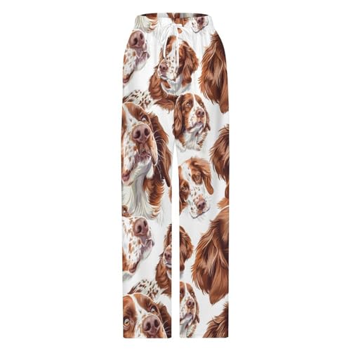 Brittany Spaniel Dog Novelty Pajama Pant With Pockets Casual Sleep Lounge Pants For Men Women 5