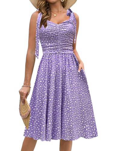 Image of Kranda Women 2026 Summer Casual Spaghetti Strap Sundress V Neck Sleeveless Flowy Boho Floral Midi Dress with Pockets