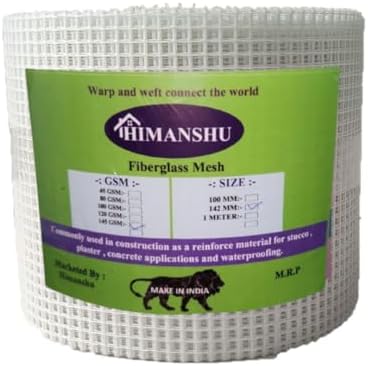 Fiberglass Mesh Roll 145 GSM, 142 mm x 50 m, White, for Wall Plaster