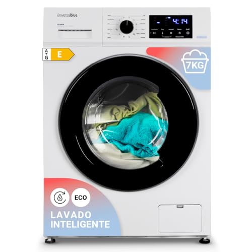 UNIVERSALBLUE Lavadora 7kg Blanca Carga Frontal Digital | 15 Programas Lavado |1200 rpm | Clase Energética E | Sistema de Seguridad para Niños | ENVÍO + SUBIDA A PLANTA GRATIS