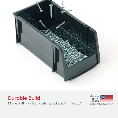 Image of IRIS USA Extra Small Stackable Storage Bins, 15-Pack, 5.5 x 4.5 x 3 inch, |Made in USA|, Plastic Open Front Shelf Bin for Organizing Parts, Hardware, Tools, Supplies, Garage Shelf, Pantry - Black
