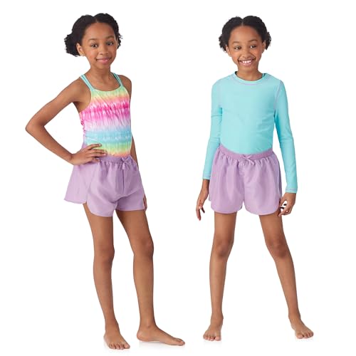 Image of Saint Eve Kids 3 Piece Rash Guard Swimsuit Set with UPF 50+ Protection Girls Swim Shirt One Piece Bathing Suit & Shorts