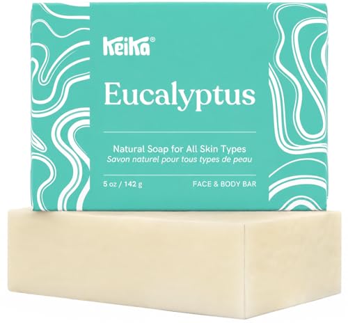 Image of Keika Eucalyptus Soap Bar for Face & Body, Natural Refreshing Spa Bath & Shower Cleanser, 5 oz.