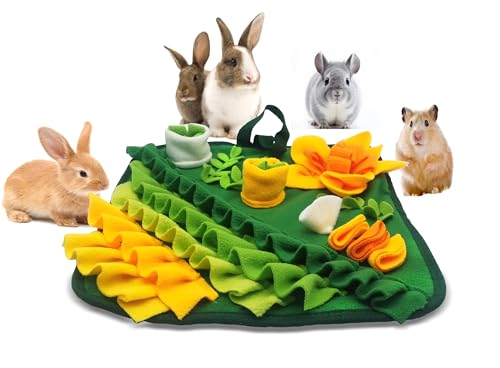 Rabbit Foraging Mat,Bunny Snuffle Mat for Small Animals Puzzle Toys Pets Interactive Feeding Mat for Guinea Pigs Hedgehog Chinchilla Puppies (Green, S)