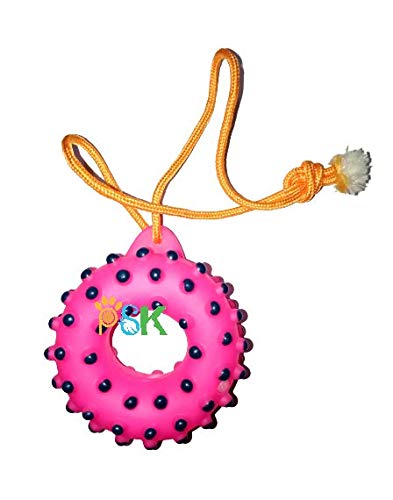 PSK PET MART Durable Pet Puppy Dog Squeaky Chew Toys, Bite Resistant Non-Toxic Soft Natural Rubber Ring with Thread (Pink Color ) (B08ZJGZ76G) Amazon Price History, Amazon Price Tracker