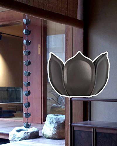 Récupérateur d'eau de pluie et chaîne de gouttière suspendue Black Lotus