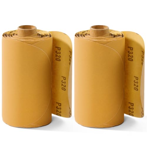 S SATC 6 Inch 320 Grit Gold PSA Sandpaper 200 PCS Self-Adhesive Sanding Discs Aluminum Oxide Sticky-Back Sanding Paper for DA Sanders Woodworking