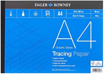 Daler-Rowney Graphic Series Smooth Surface 90gsm A3 Tracing Paper Pad, Glued 1 Side, 50 sheets, Ideal for Professional Artists & Students