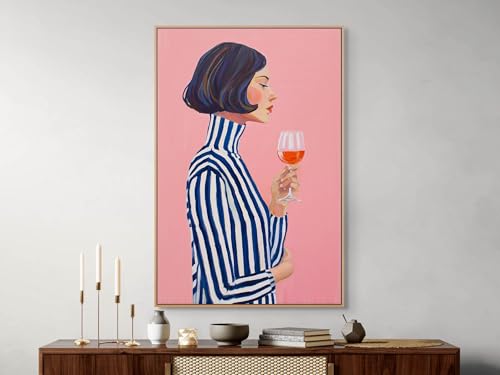 Toile abstraite femme et vin portrait de femme haut de gamme