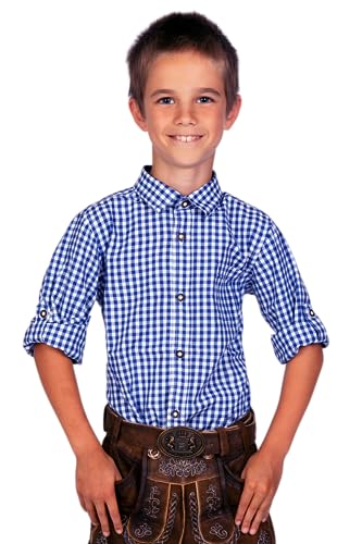 Edelnice Trachtenmode Kinder Trachtenhemd rot oder blau kariert Gr. 128-164...
