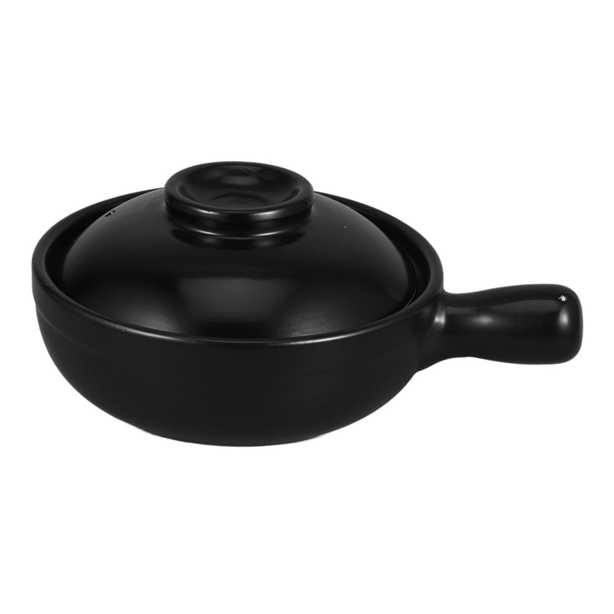 Pot de Cuisson en Argile Noir 600ml avec Couvercle, Design Traditionnel