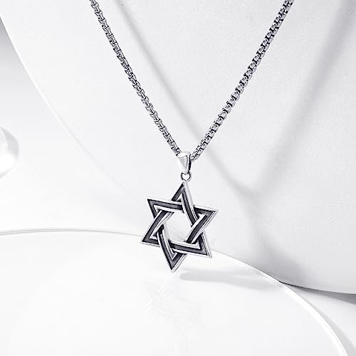 925 Sterling Silver Jewish Star of David Necklace with Stainless Steel Chain2