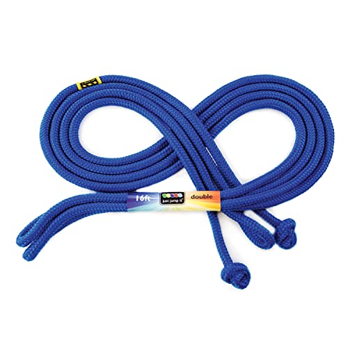 Just Jump It 16\' Foot Single Jump Rope for Kids Women and Men - Active Outdoor Youth Fitness Excersing Equipment - Double Dutch Length Gym Accessories - Blue