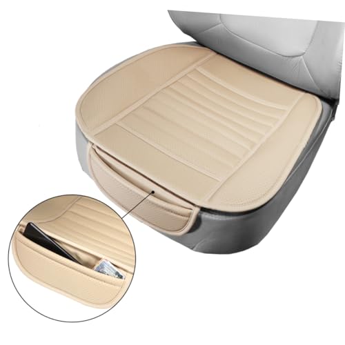 Housse de siège auto protection confortable en PU beige imperméable avec poche