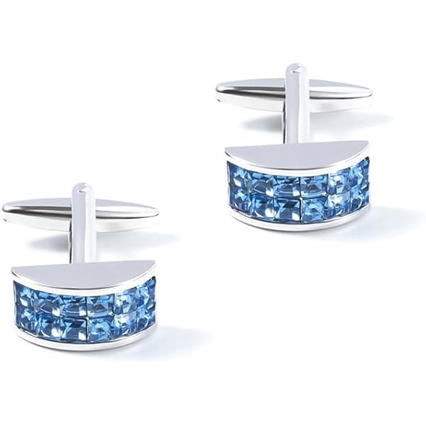 Rectangular With Crystal Cufflinks For Men French Cufflinks Shirt Suit Accessories(Blue-17 * 9Mm)