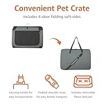 Amazon Basics 4-Doors Portable Soft-Sided Folding Travel Crate Kennel for cat, Dog, and Other Small Animals, Grey, S 26" x 18" x 18" - Image 3