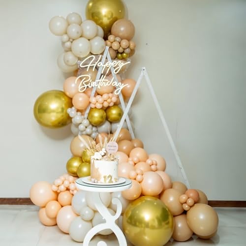 Image of Gold Beige Balloons, 55 PCS Neutral Boho Wedding Baby Shower Party Balloons