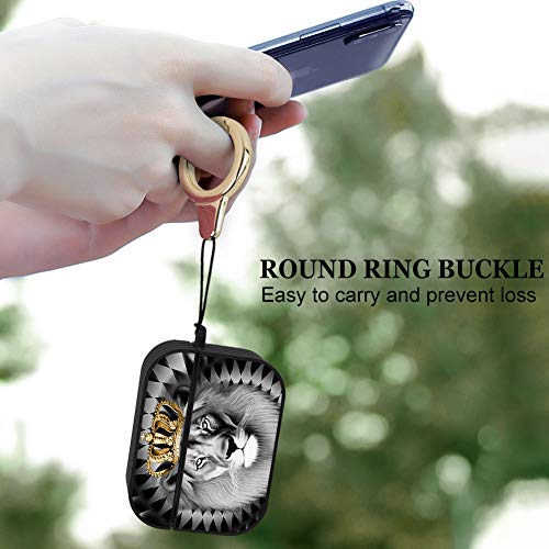 Black Hard Plastic Case For Airpods Pro Magnetic Lock Full Body Protective Shockproof Cover Lion Design Wireless Charging Case With Ring For Airpods Pro #TOP6