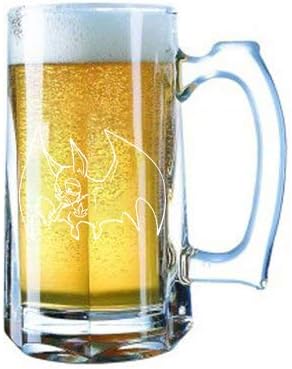 Giant Laser Engraved Beer Mug 28 Ounces Beer Stein - Pot Smoking Pals Cute Flying Blue Bat Friend