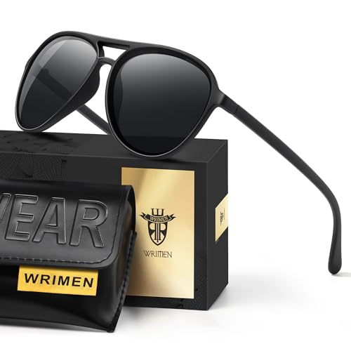 Wrimen Retro Polarized Aviator Sunglasses for Men and Women Large Frame with UV Protection Classic Trendy