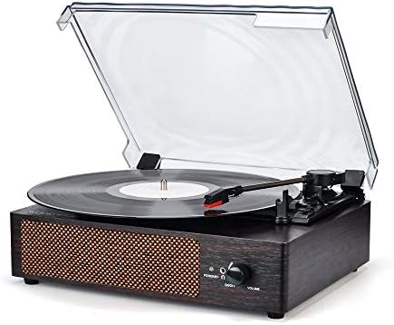 Record Player Portable Wirelessl LP Belt-Drive 3-Speed Turntable with Built in Stereo Speakers, Vintage Style Vinyl Record Player (Vintage Style-Brown)