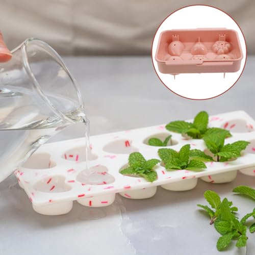 Bandeja para cubitos de hielo KALLORY diseño gato rosa miniatura 6