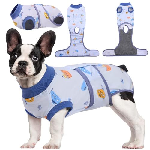 Kuoser Recovery Suit for Dogs Cats After Surgery, Professional Pet Recovery Shirt Dog Abdominal Wounds Bandages, Substitute E-Collar & Cone,Prevent Licking Dog Onesies Pet Surgery Recovery S