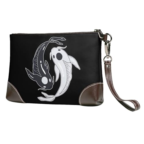 NBKING] クラッチバッグ 黒と白 鯉 和風 和柄 陰陽 魚 八卦 セカンド