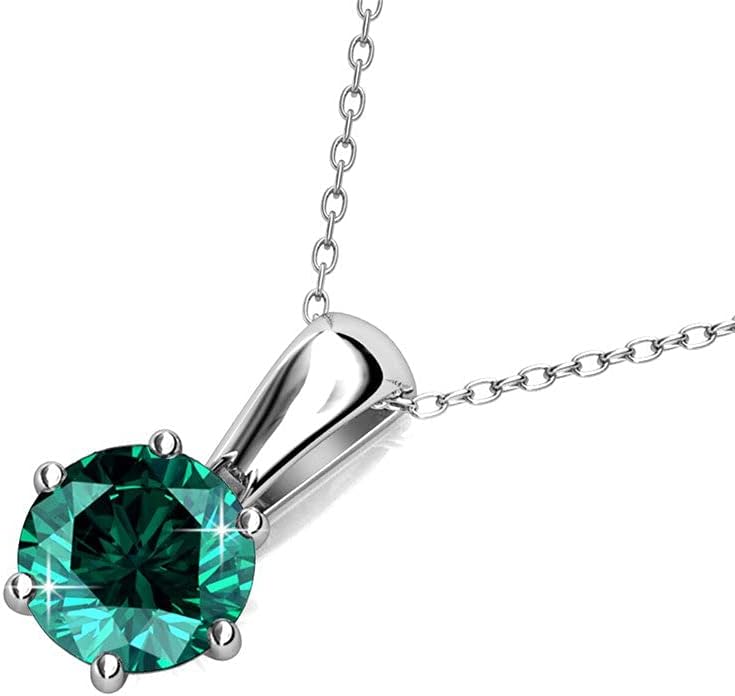 Cate & Chloe May Birthstone Earring and Necklace Set - 18k White Gold Plated with 1ct Genuine Gemstone Crystals, Birthstone Jewelry for Women