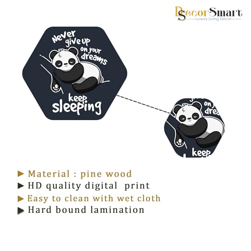 Image of Decor Smart Funny Wooden Wall Art | Living Room Decoration | Quirky Cartoon Accent | Home Decor Decorative Artwork | Cute Animal Panda Astronaut Wall Hanging | Playful Humor Sticker Panel (WPS 220)