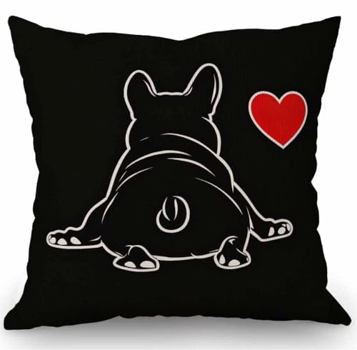 SSOIU Bulldog Pillow, Bulldog Decor, Bulldog Present, Bulldog Throw Pillow, Bulldog Cushion, Bulldog Home Decor, Bulldog Cotton Linen Pillow Cover 18x18 inches