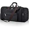 Felipe Varela 60L Duffle Bag for Men, Large Canvas Expandable Duffle Bag for Travel, Mens Carry on Luggage Weekender Gym Overnight Duffel Bags for Traveling, Black