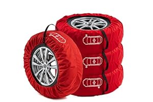 GREMEX Reifentaschen 4er Set 17-20 Zoll Rot für Autoreifen, wasserdicht