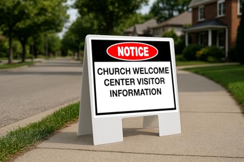 Notice Church Welcome Center Information Folding Coroplast A-Frame Double-Sided 23in x23in