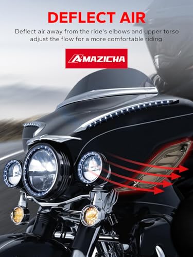 Image of Smoke Upper Fairing Adjustable Air Deflectors Fairing Side Wing Windshield Compatible for Harley Touring 1996-2013