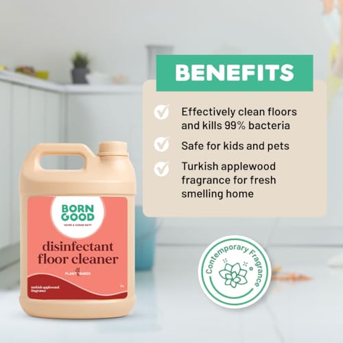 Image of Born Good Plant Based Turkish Applewood Fragrance Disinfectant Liquid Floor and Surface Cleaner, Non-Toxic, Eco-Friendly And Biodegradable - 3 Ltr (Pack of 1)