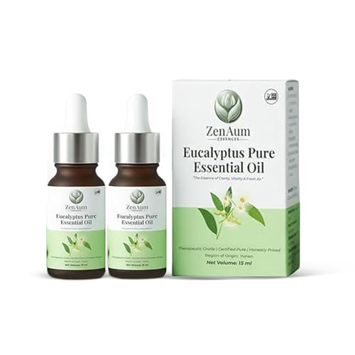 Image of 100% Natural Eucalyptus Therapeutic Grade Essential Oil | 30ml (Pack of 2) | Respiratory Relief, Muscle Soothing & Aromatherapy | Sourced from Yunan, India | GMP, ISO & IFRA Certified