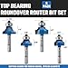 HILTEX 10109H Top Bearing Roundover Router Bit Set, 4 Pieces, 1/4 Inch Shank, CNC Woodworking Tool, 1/8