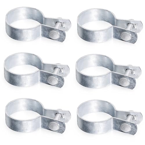 KINNAN 2-3/8'' Brace Band for Chain Link Fence, Galvanized Steel Brace Bands with Required Bolts and Nuts, for 2-3/8'' OD Pipe, Gate, Tension wire, and barbed wire to terminal posts (6 Pack)