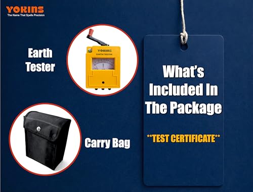 Image of YOKINS ETA-100 Hand Driven Earth Resistance Tester 0-100 Ohms | Made in India | Analog Ground Resistance Meter ±5% Accuracy | Manual Generator Earth Tester for Electrical, Telecom & Industrial Use
