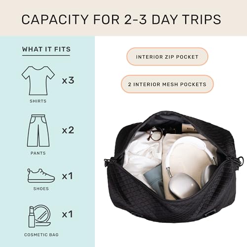 Image of Jadyn Lola Travel Bag, Weekender /Overnight Duffel, Gym Tote Bag for Women, Men, Diamond Black, One Size, Travel Duffel Bag