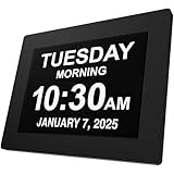 [Newest Version] American Lifetime Day Clock - Extra Large Impaired Vision Digital Clock with Battery Backup & 5 Alarm Options (Black)