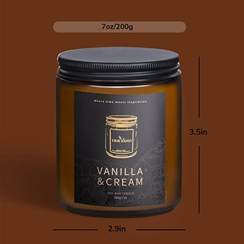 Timeyard Vanilla Cream Scented Candle, Sweet Vanilla Candles Housewarming Gifts For Women In Bedroom, Farmhouse Jar Candles Men Gift, Ice Cream Scented Soy Candles With Cotton Wick, 45H Burn Time, 7Oz #TOP4