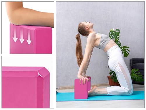 Image of Exerz EXYB-002 Yoga Blocks 2PK High Density - Comfortable Fitness Foam Bricks, Anti-Slip, Lightweight and Travel Friendly